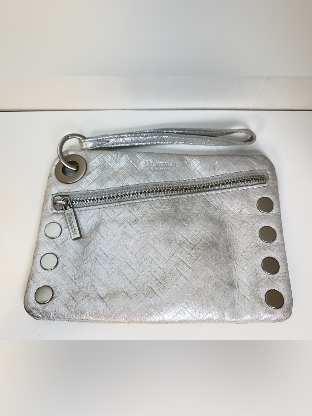 Hammitt Metallic Silver Chevron Crossbody/Wristlet Clutch - Silver